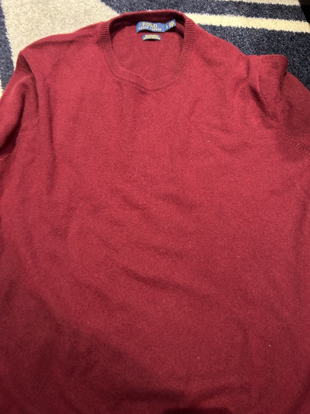 Polo Ralph Lauren Men's Burgundy Crewneck Sweater Large